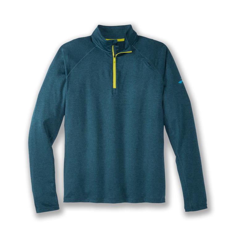 Brooks Dash 1/2 Zip - Mens Running Jackets - Heather Alpine/Bright Moss/Cadetblue (52768MEJC)